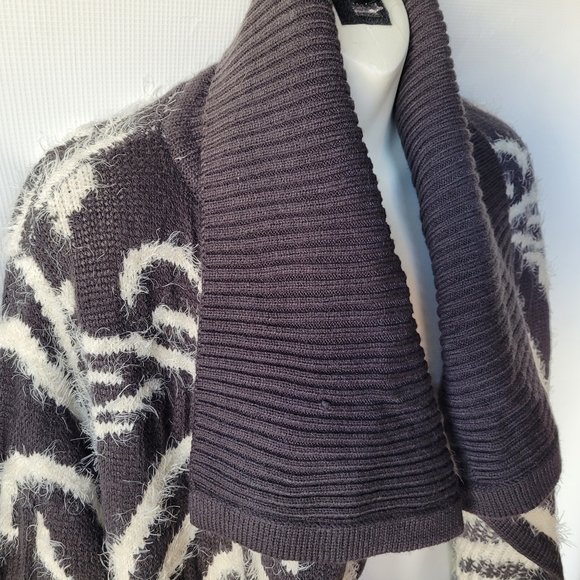 NWT Olivia m. Fuzzy Knit Shawl Collar Charcoal XL - Picture 4 of 9
